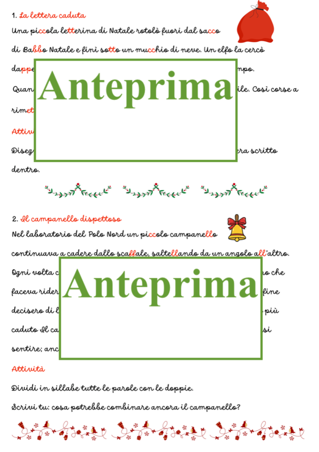 Carte di Natale- percorso linguistico a tema natalizio con doppie e suoni consonantici complessi