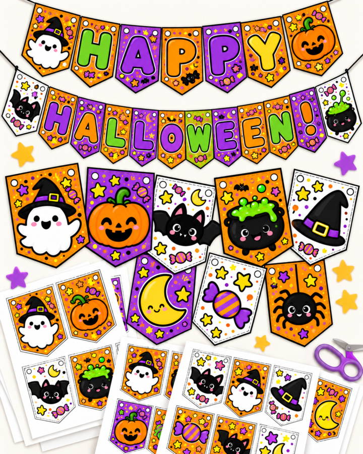 Festone Halloween Scuola Primaria – HAPPY HALLOWEEN! – Bandierine Decorative da Stampare