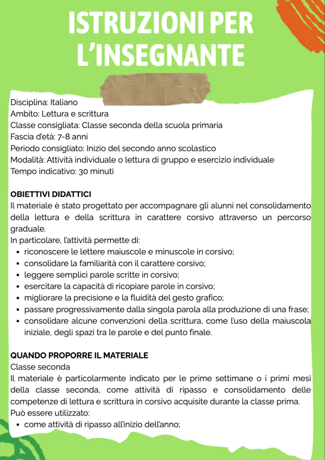 Percorso sul corsivo: dalla parola alla lettura