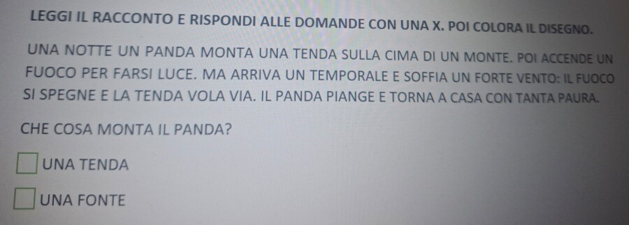 Lettura e comprensione del testo - classe seconda
