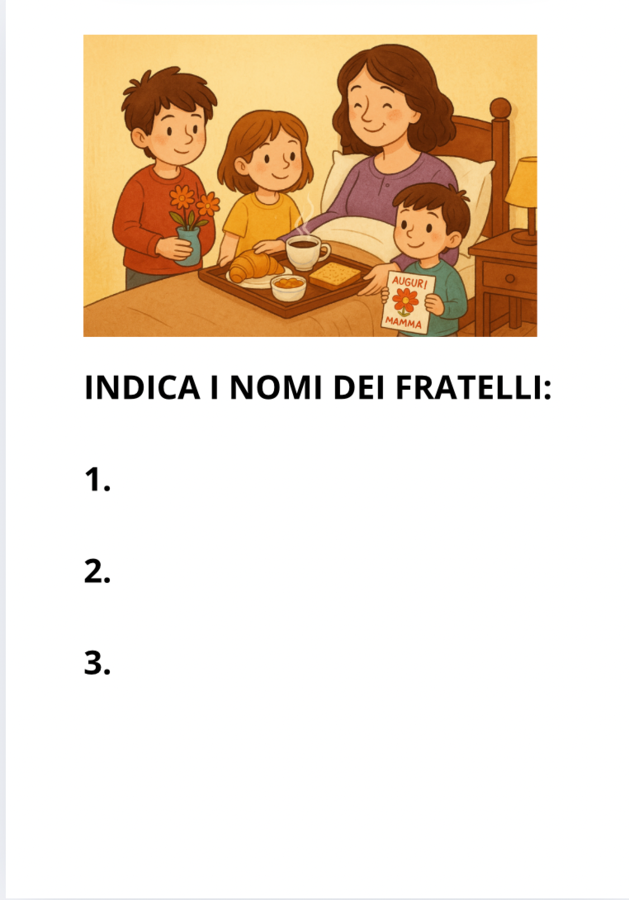 Festa della mamma (italiano;storia) 17 pagine . Sia maiuscolo, che minuscolo.