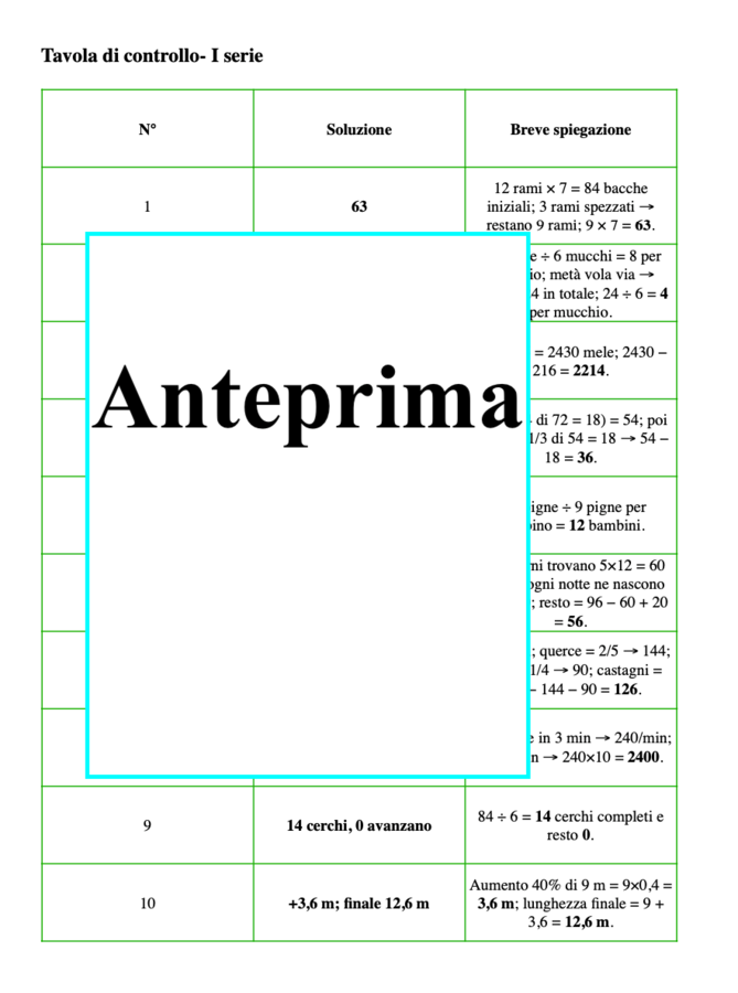 Enigmi d'autunno- problemi a difficoltà crescente con controllo classi 3/5