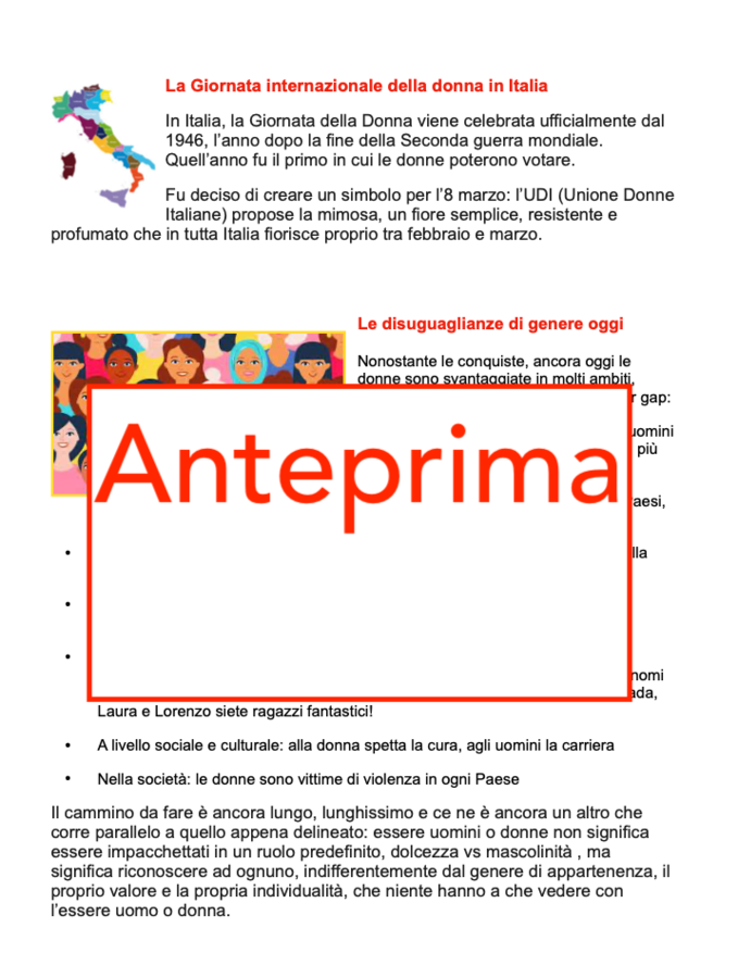 Il ruolo della donna nella storia di ieri e di oggi;un percorso per l'educazione civica- classi IV-V-