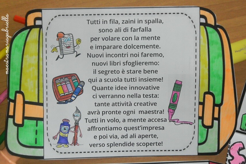 Back to school testo poetico nello zaino