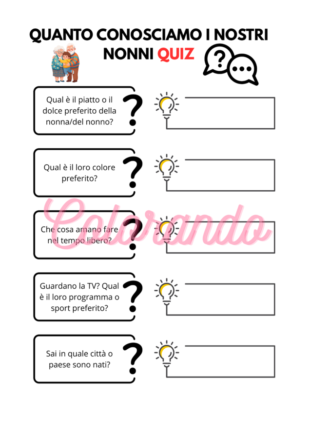 FESTA DEI NONNI Attività, Intervista, Storia, Biglietti e Disegni da Colorare