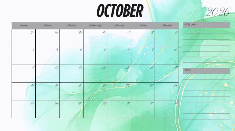 PRECIOUS STONE Weekly Calendar 2026