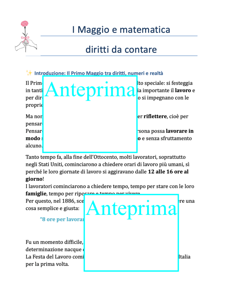 1° Maggio e matematica- diritti da contare