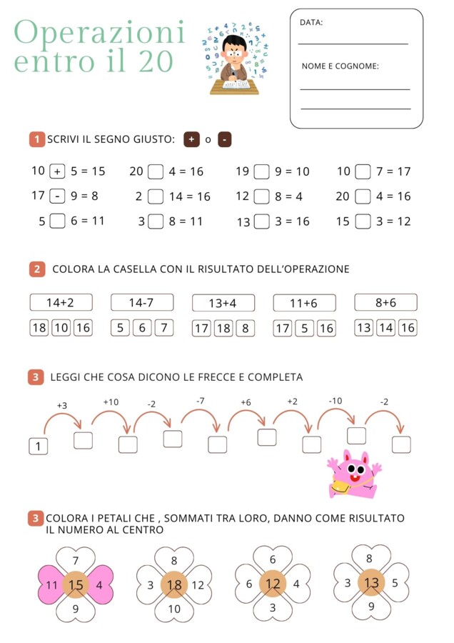 Matematica - Operazioni entro il 20