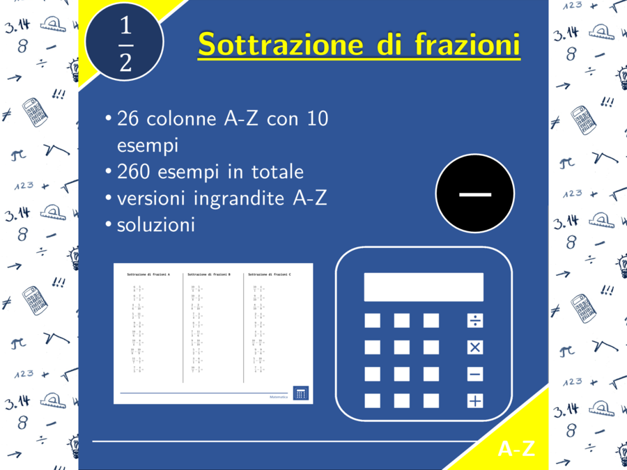 Sottrazione di frazioni | matematica | 26 colonne