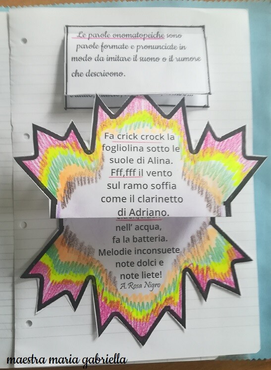 Introduzione alle onomatopee con testo pop-up in rima