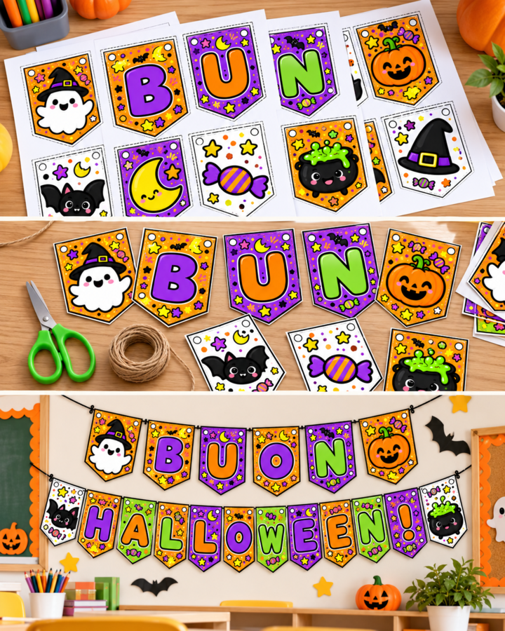 Festone Halloween Scuola Primaria – BUON HALLOWEEN! – Bandierine Decorative da Stampare