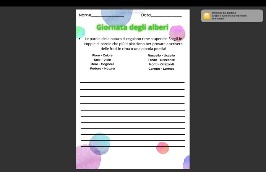 Giornata dell'albero - attività dalla classe 1^ alla 5^