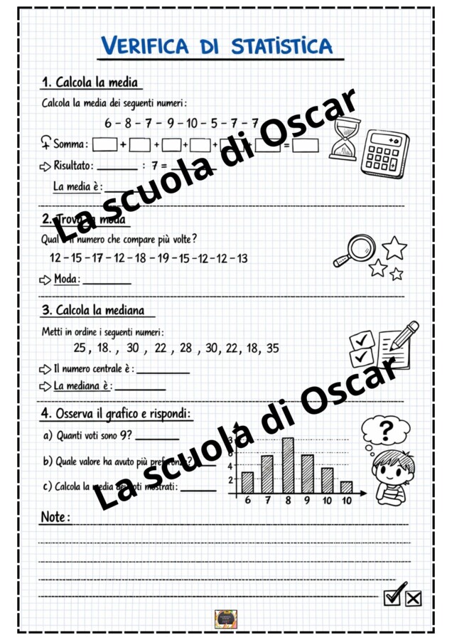 Quaderno operativo di Matematica - Classe 4^ e 5^ - Esercizi e Verifiche su Statistica - Grafici - Probabilità -