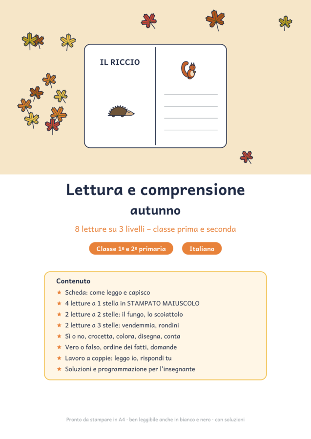 Comprensione del testo autunno classe prima e seconda