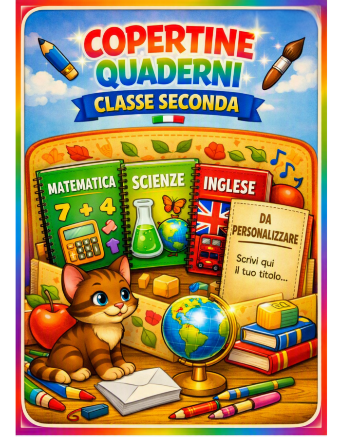 Copertine Classe Seconda (Mat, Sci, Ingl e da personalizzare)
