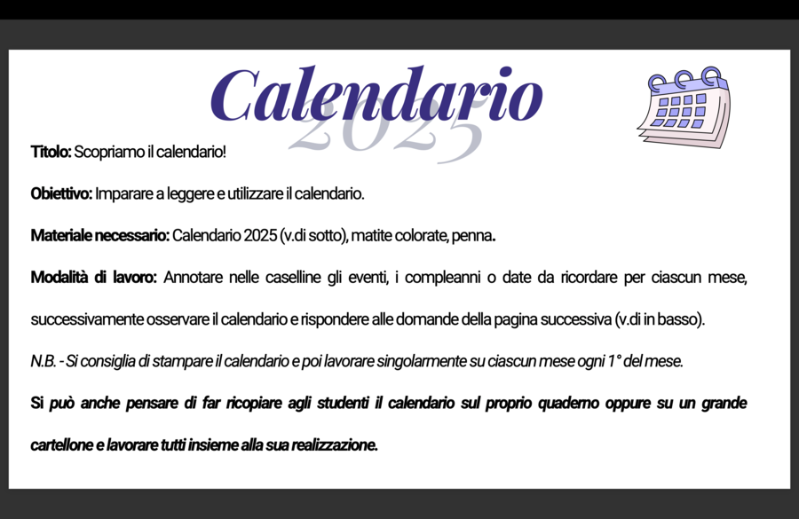 Calendario didattico 2025
