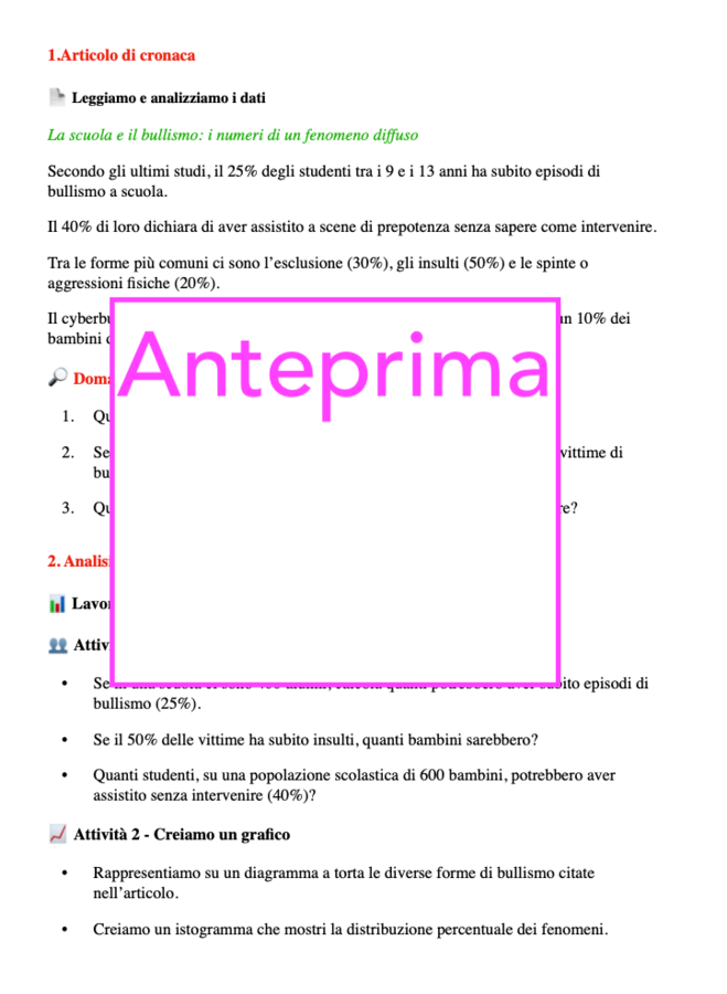Numeri contro il bullismo – Un percorso matematico per la consapevolezza e la prevenzione Classi 4-5 