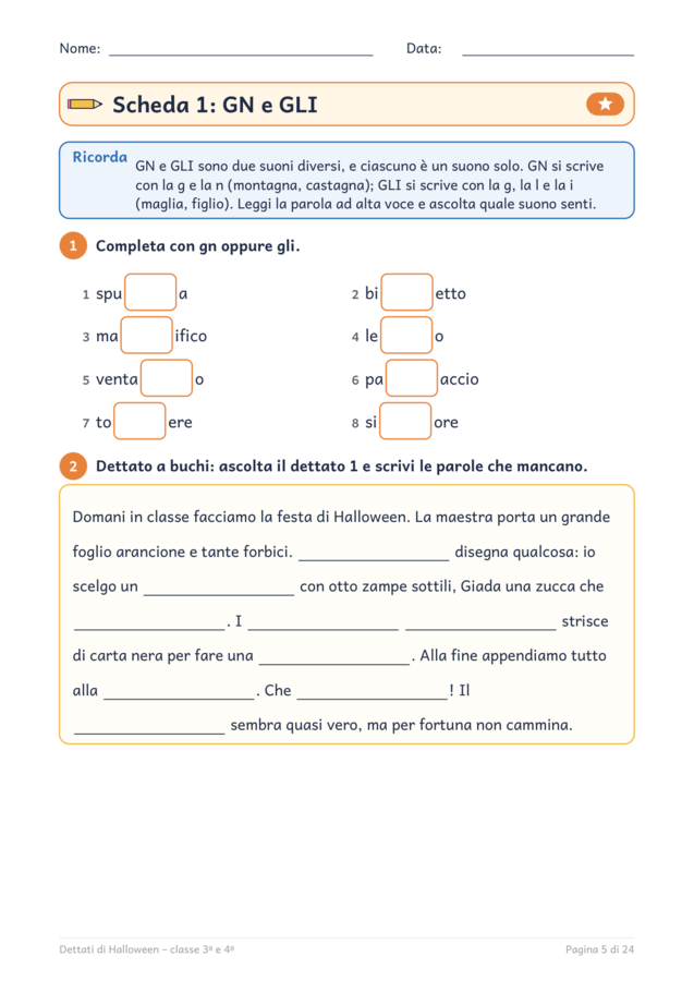 Dettati di Halloween classe terza e quarta: 16 dettati