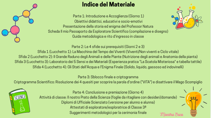 Gli esploratori della natura e l'enigma del laboratorio scomparso – Accoglienza e prerequisiti Scienze 3ª