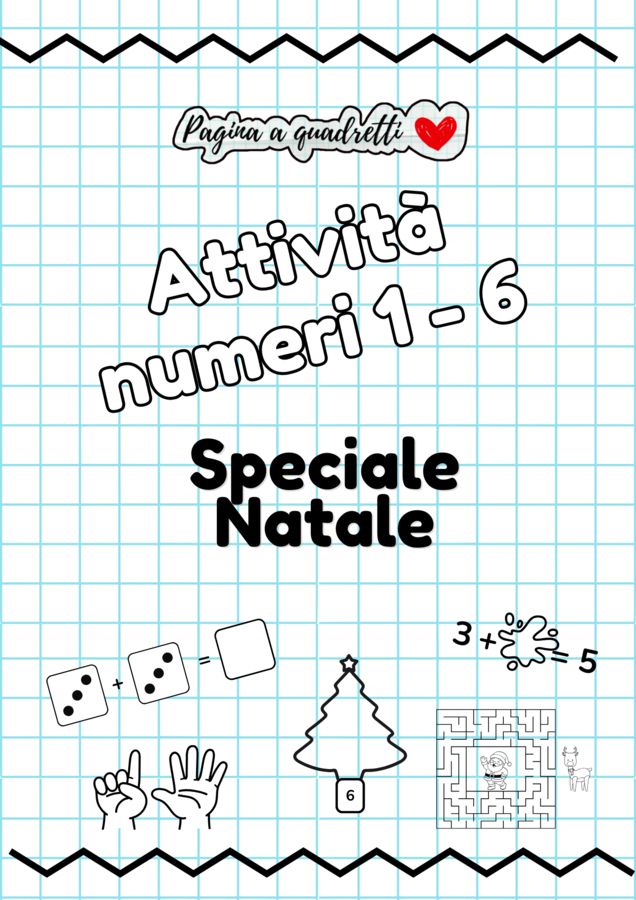 Attività numeri 1-6 a tema natalizio
