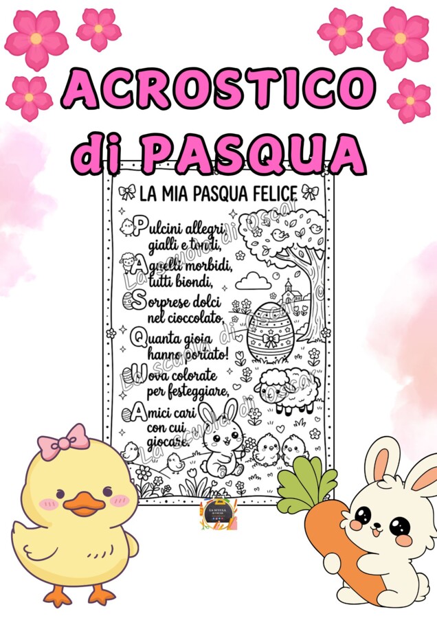 🌸🐣ACROSTICO DI PASQUA - Poesia e disegno da colorare 🌸