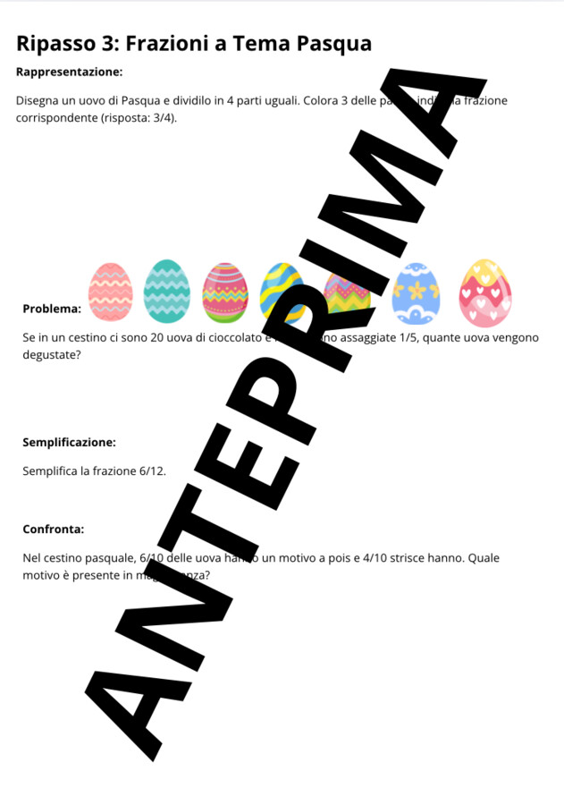 Compiti matematica vacanza di Pasqua/classe quarta