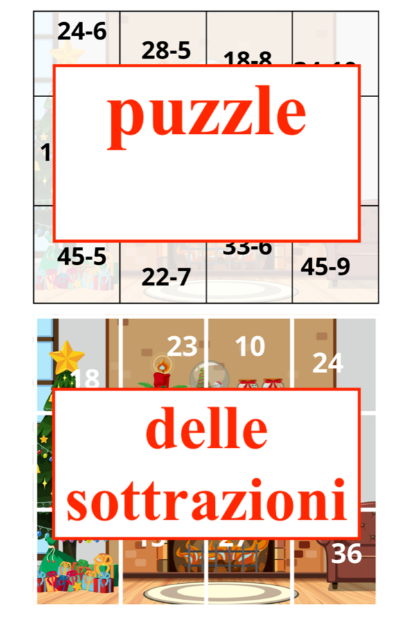 4 Puzzle matematici natalizi per le 4 operazioni – per imparare divertendosi per le attività in classe o per i compiti a casa; - classi I/II-