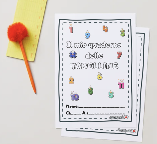 Il quaderno delle tabelline (copertina, trucchetti e tab. del 2)