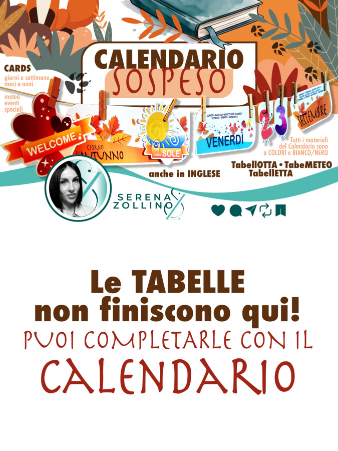 "CALENDARIO SOSPESO. Kit TABELLE" TabeMETEO - TabeLLETTA - TabeLLOTTA