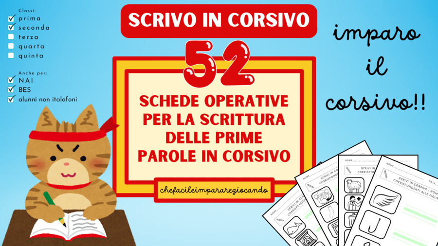 52 SCHEDE OPERATIVE PER LA SCRITTURA DELLE PRIME PAROLE IN CORSIVO