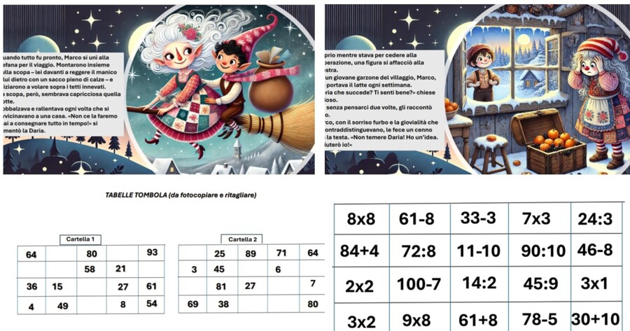 LA TOMBOLA MATEMATICA IN COMPAGNIA DI DARIA LA BEFANA RITARDATARIA- classe seconda