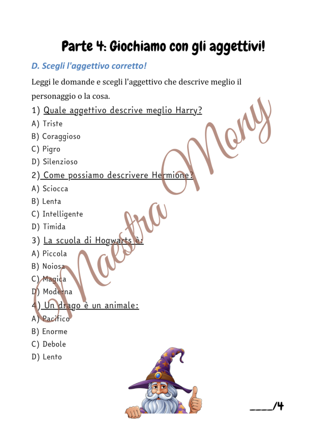 schede didattiche Harry Potter