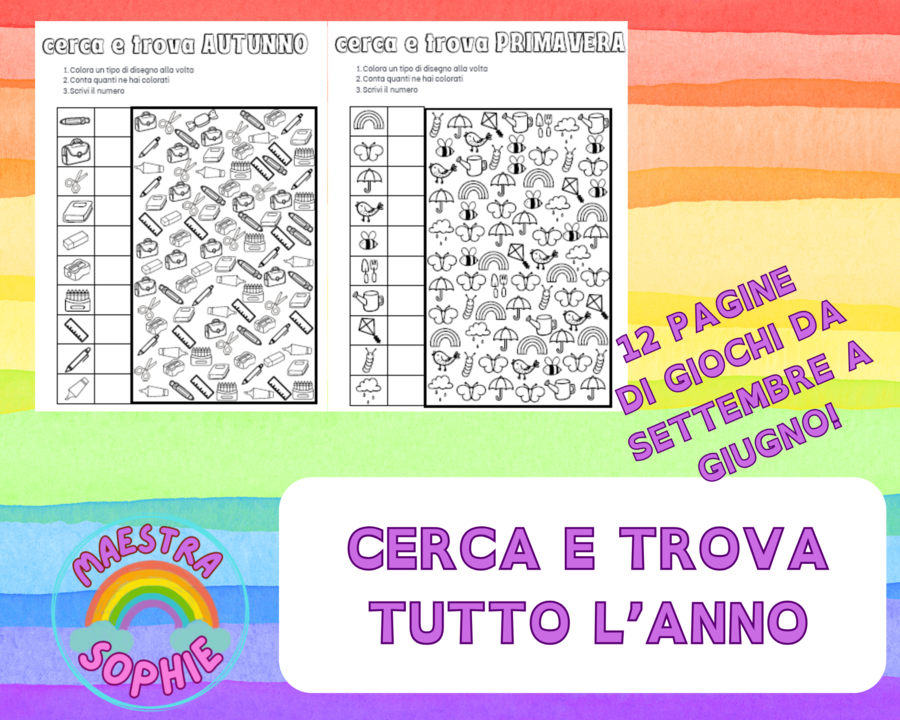 CERCA E TROVA TUTTO L'ANNO - 12 GIOCHI PER CONTARE DA SETTEMBRE A GIUGNO