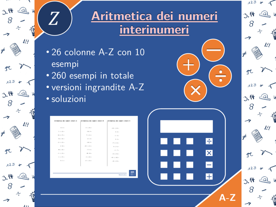 Aritmetica dei numeri interi | matematica | 26 colonne