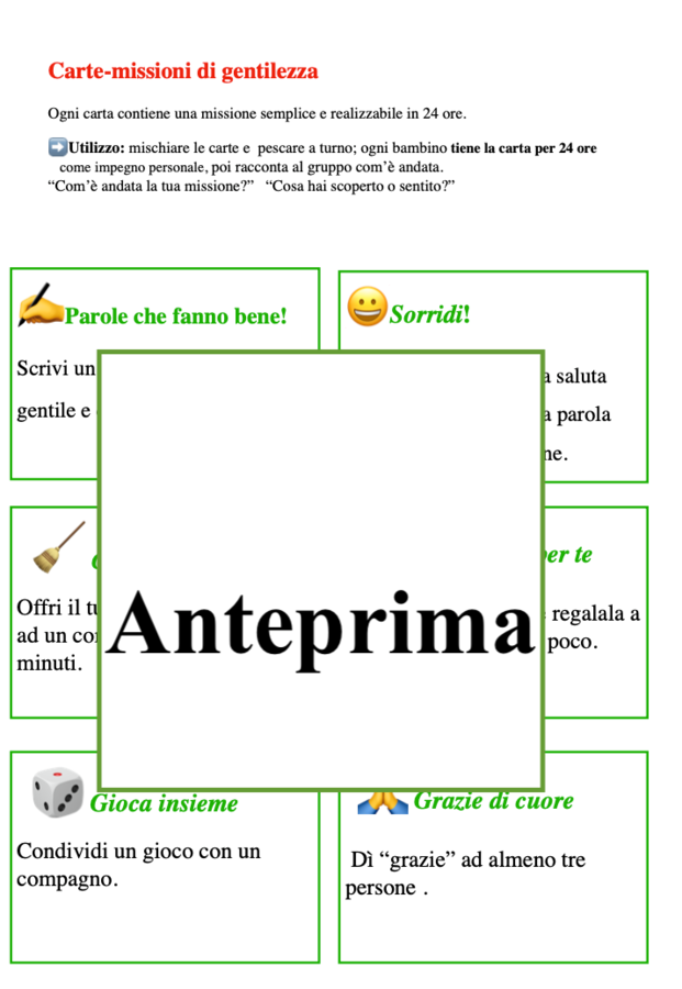 La pizza della gentilezza: storia vera, attività e carte-missione per diffondere gesti gentili in classe e oltre