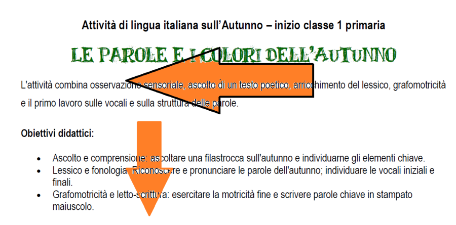 LE PAROLE E I COLORI DELL'AUTUNNO - CLASSE 1