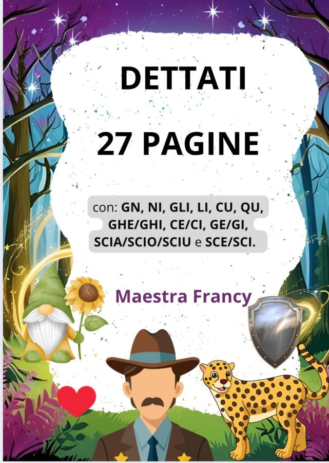 Dettati con: GN, NI, GLI, LI, CU, QU, GHE/GHI, CE/CI, GE/GI, SCIA/SCIO/SCIU e SCE/SCI.