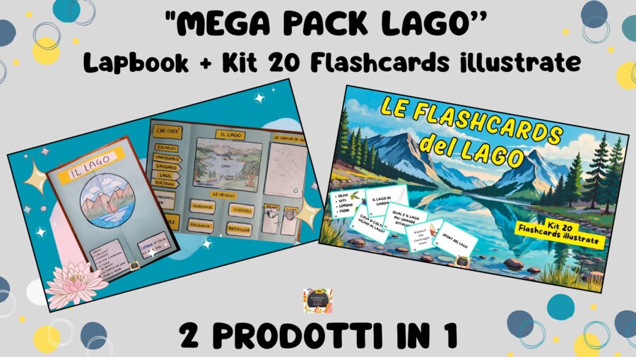 MEGA PACK IL LAGO: Lapbook Interattivo + Kit 20 Flashcards Illustrate