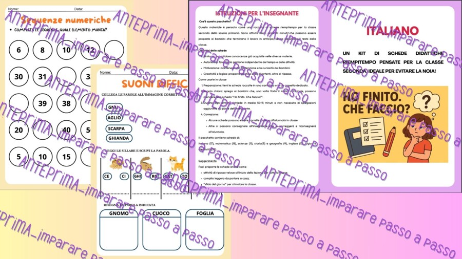 Kit Schede riempitempo classe seconda