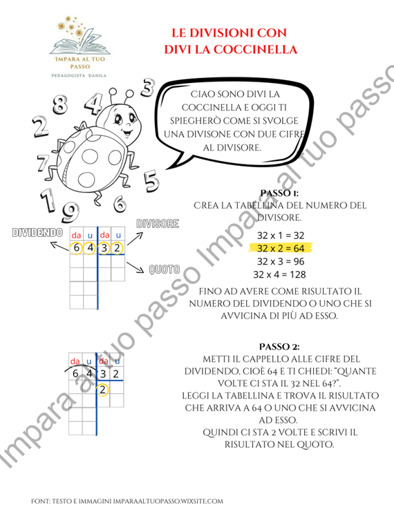 Divi la Coccinella divisioni con due cifre al divisore