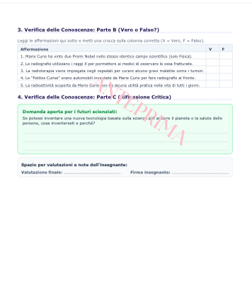 Marie Curie e le sue Scoperte | Kit Didattico + Schede Attività e Verifica (Classi 4ª e 5ª