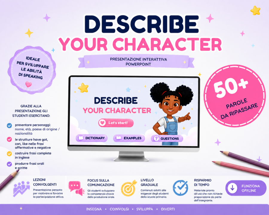 Descrivi il tuo personaggio – attività interattiva di speaking in inglese