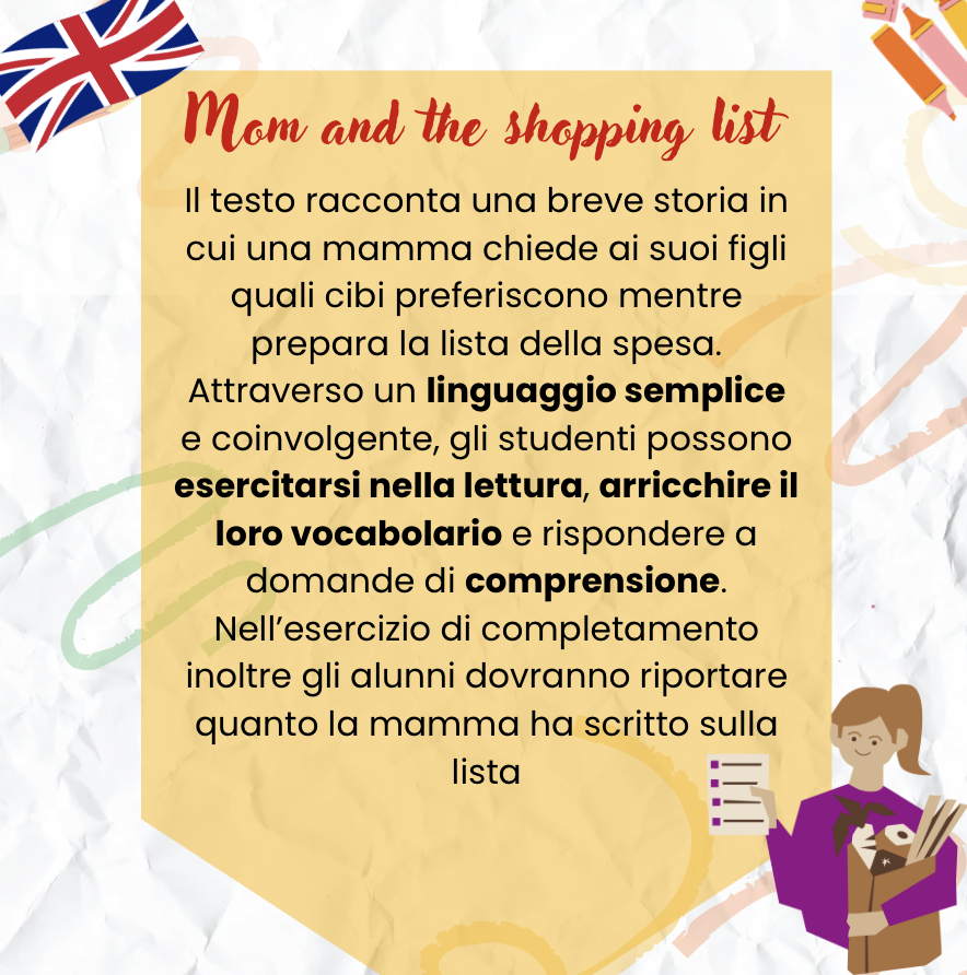 Mom and the Shopping List – Esercizio di Comprensione e Lessico sui Cibi