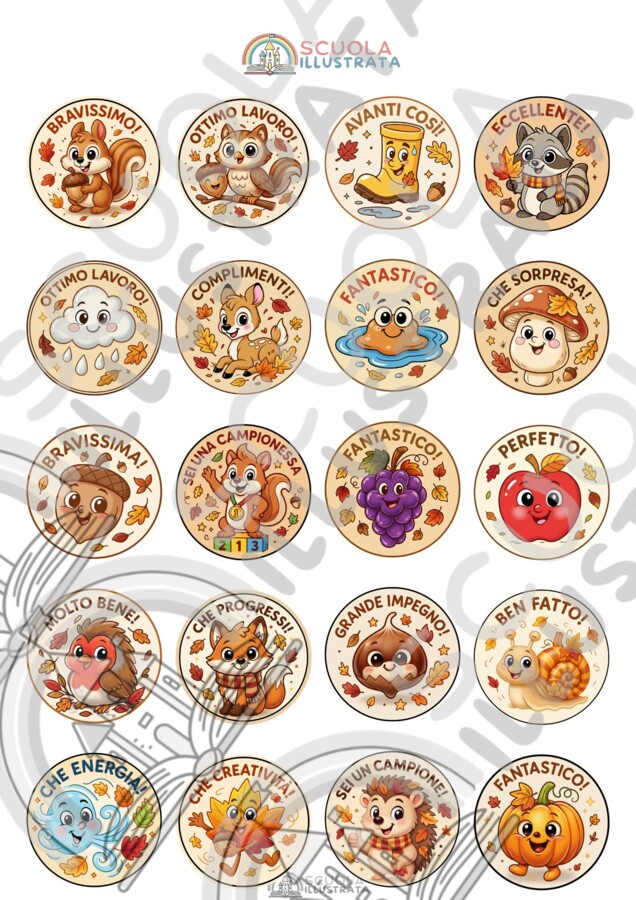 Stikers / Bollini Motivazionali - Tema Autunno