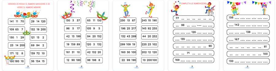 ATTIVITA' DI MATEMATICA TEMA CARNEVALE