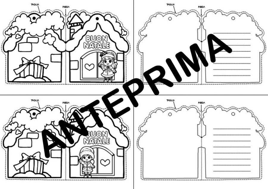 BIGLIETTO DI NATALE A CASETTA PIEGABILE FRONTE E RETRO - SCUOLA PRIMARIA