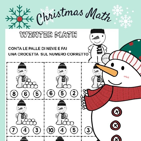Christmas Math: scheda didattica matematica cl.1