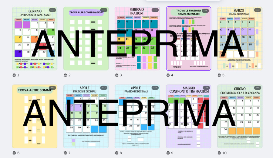 Calendario matematico/classe quarta