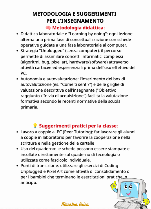 INFORMATICA & CODING FACILE - 6 Lezioni pronte con schede, laboratori al PC, soluzioni e griglie (Classi 3ª e 4ª)