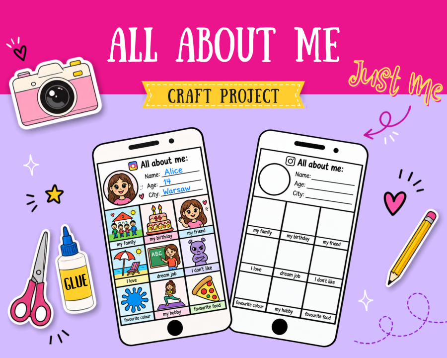 All About Me – lavoretto creativo per il ritorno a scuola, modello “Tutto su di me”
